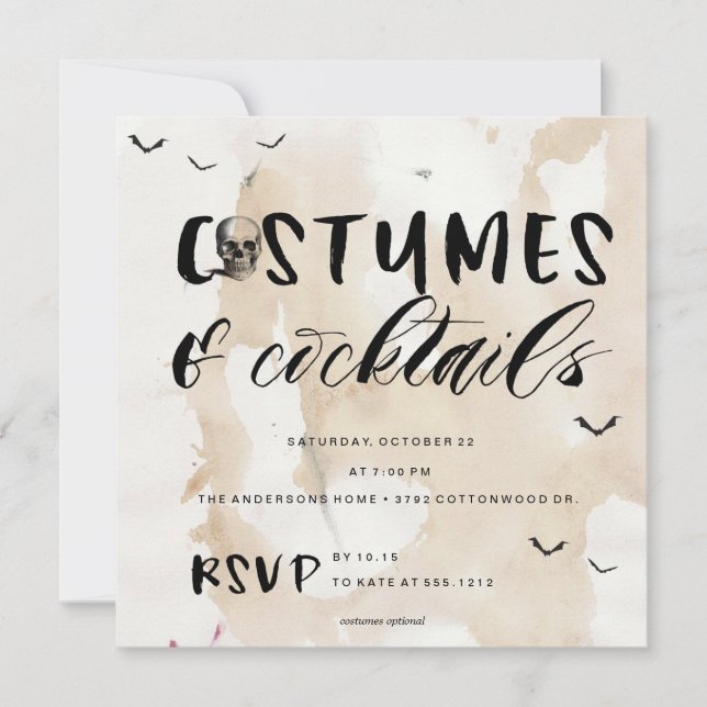 COSTUMES AND COCKTAILS  HALLOWEEN PARTY INVITATION (Front)