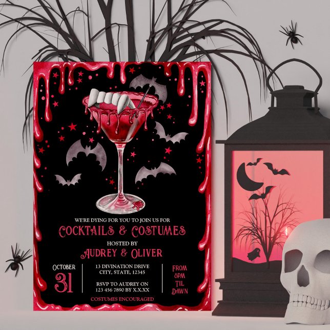 Costumes and Cocktails Halloween Vampire Martini Invitation (Costumes and Cocktails Halloween Vampire Martini Invitation)