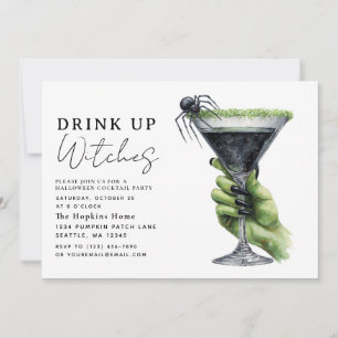Costumes & Cocktail Spider Adult Halloween Party Invitation