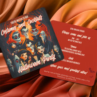 Costumes Cocktails 50s Style Halloween Invitation