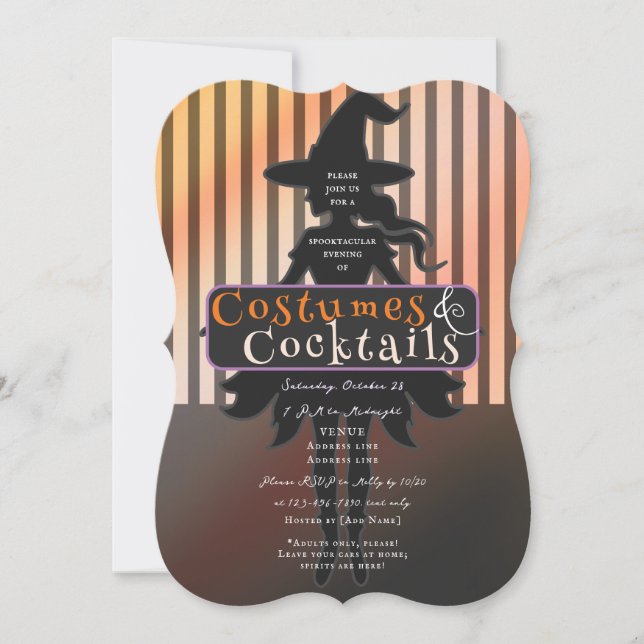 Costumes & Cocktails Halloween Drink Up Witches Invitation (Front)