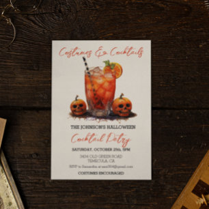 Costumes & Cocktails Halloween Party Watercolor Invitation