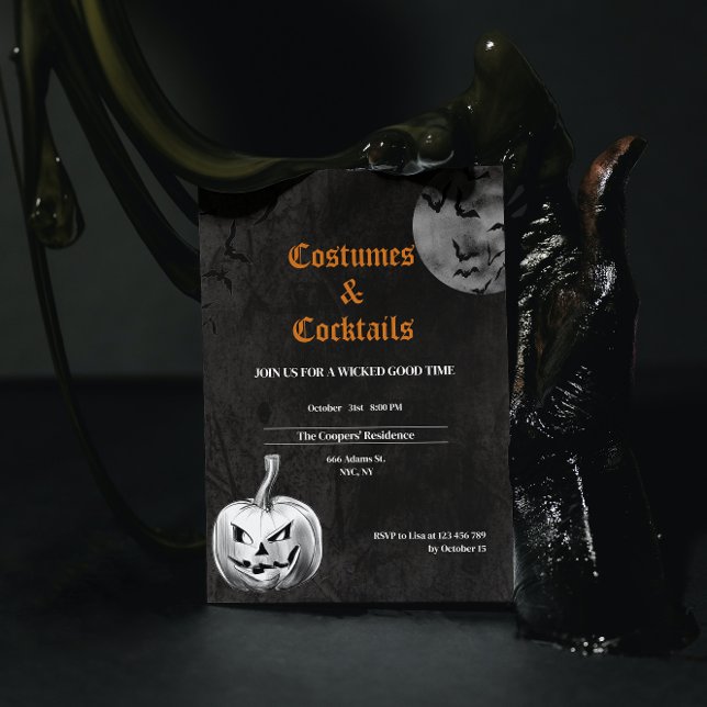 Costumes & Cocktails Spooky Adult Halloween Party Invitation (Creator Uploaded)