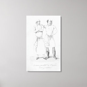 Costumes of cooks from different eras canvas print