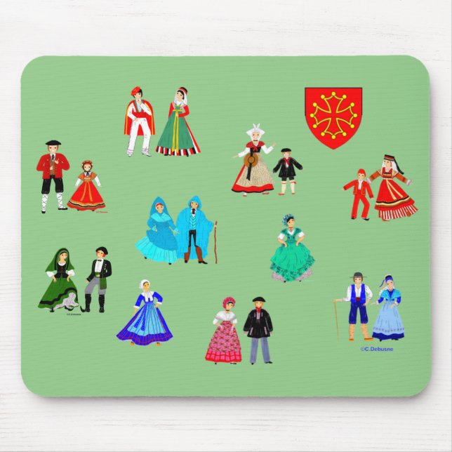 Costumes traditionnels de Midi-Pyrénées, France Mouse Pad (Front)