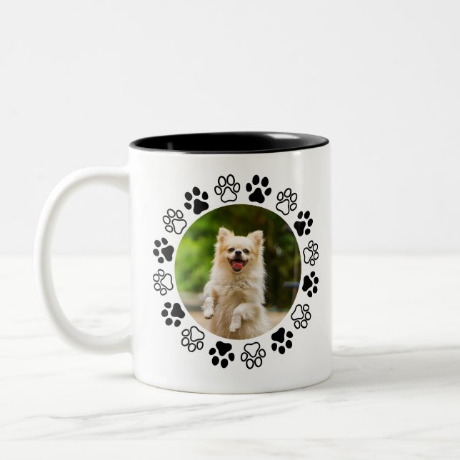 Costumizable dog portrait canine  Two-Tone coffee mug (Left)