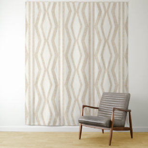 Cosy Abstract Linen Cream Geometric Tapestry