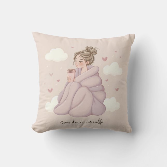 Cosy Aesthetic Girl Throw Pillow  (Front)