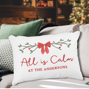Cosy "All is Calm" Personalised Christmas Holiday  Decorative Cushion