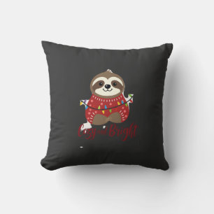 Cosy And Bright Sloth Christmas Lights (1) Cushion