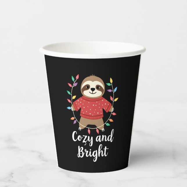 Cosy And Bright Sloth Christmas Lights (3) Paper Cups (Front)