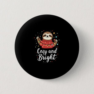 Cosy And Bright Sloth Christmas Lights (4) 6 Cm Round Badge