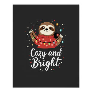 Cosy And Bright Sloth Christmas Lights (4) Poster