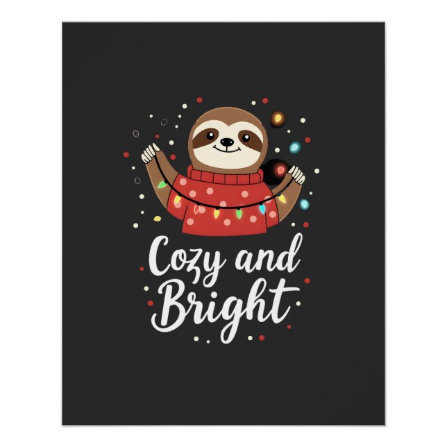 Cosy And Bright Sloth Christmas Lights (4) Poster (Front)
