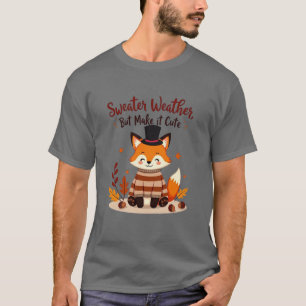 Cosy and Cute Fox in Fall Sweater - t-shirt