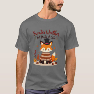 Cosy and Cute Fox in Fall Sweater - t-shirt