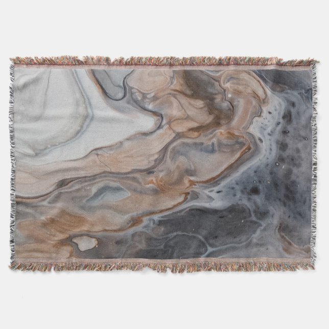 Cosy and Soft Bronze, Grey and Cream Marbled Throw Blanket (Front)