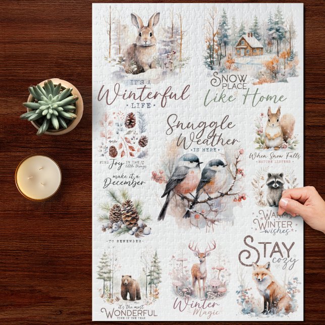 Cosy and Traditional Woodland Christmas Quotes Jigsaw Puzzle (Creator Uploaded)