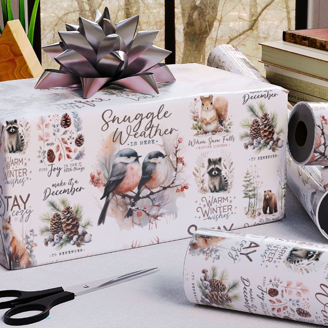 Cosy and Traditional Woodland Christmas Quotes Wrapping Paper (Creator Uploaded)