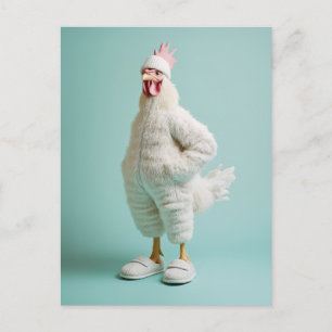 Cosy Anthropomorphic Chicken Furry Suit Slippers Postcard