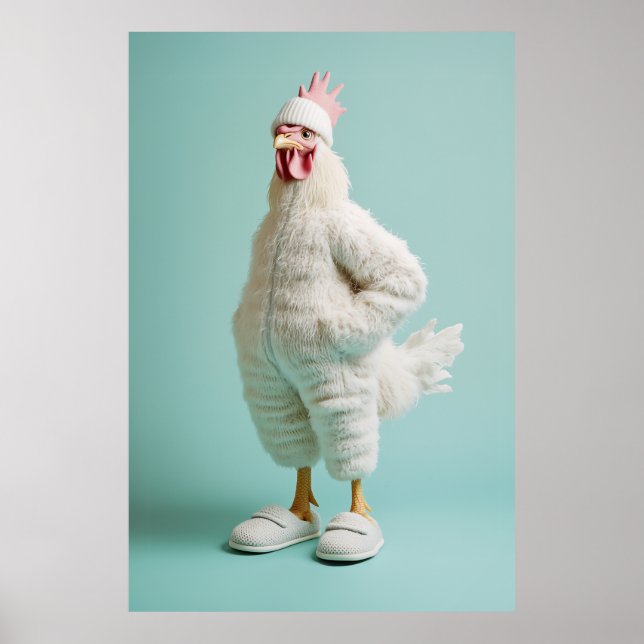 Cosy Anthropomorphic Chicken Furry Suit Slippers Poster (Front)