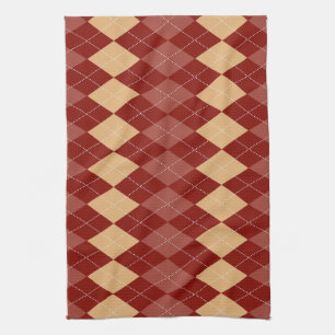 Cosy Argyle Aesthetic with Dotted Lines Tea Towel