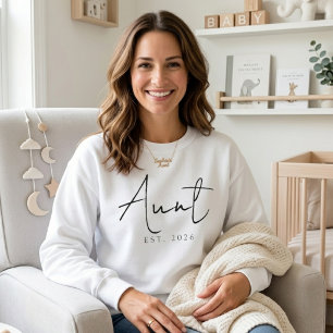 Cosy Aunt EST Year Elegant Family Script Design Sweatshirt