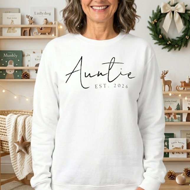 Cosy Auntie EST Year Family Script Design Sweatshirt (Creator Uploaded)