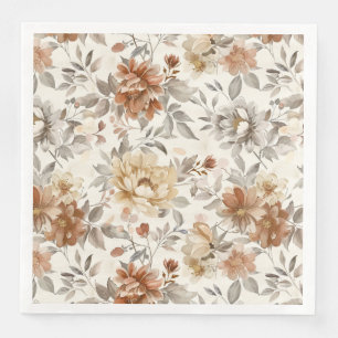 Cosy Autumn Aesthetic Fall Floral Pattern Napkin