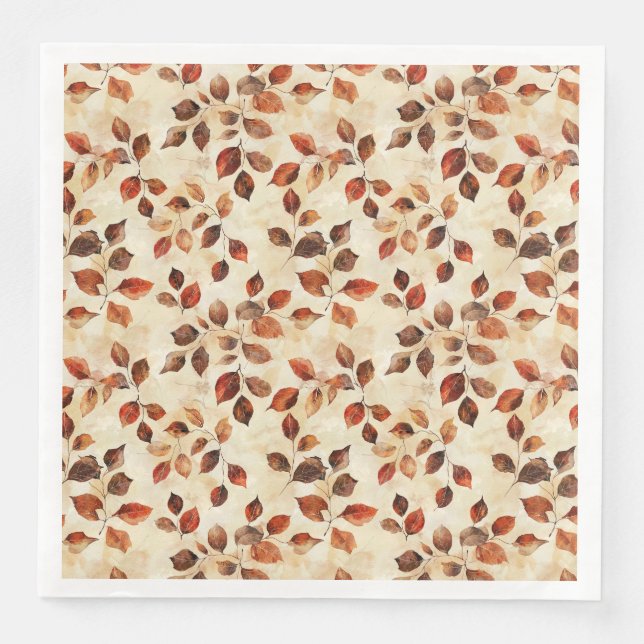 Cosy Autumn Aesthetic Fall Leaves Pattern Napkin (Front)