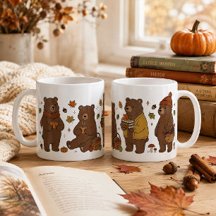 Cosy Autumn Bears Bookish Woodland Fall Aesthetic Coffee Mug