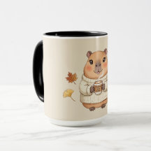 Cosy Autumn Capybara Kawaii Pumpkin Spice Latte 