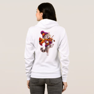 Cosy Autumn Cat Violin Zip Hoodie