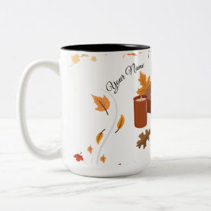 Cosy Autumn Coffee & Book Mug - Personalised Name