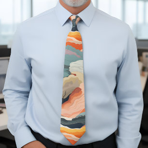 Cosy Autumn Colours Abstract Digital Art Tie