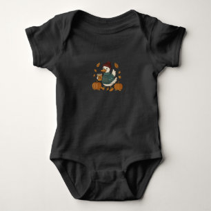 Cosy Autumn Duck with Pumpkin Coffee Baby Bodysuit