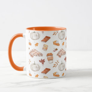 Cosy Autumn Essentials Watercolor Pattern Mug