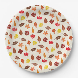 Cosy Autumn Fall Leaves Paper Plate
