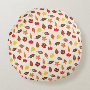 Cosy Autumn Fall Leaves Round Cushion