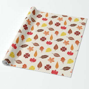 Cosy Autumn Fall Leaves Wrapping Paper