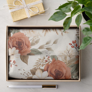 Cosy Autumn Floral Print Digital Art Tissue Paper