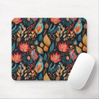 Cosy Autumn Floral Print Digital Folk Art