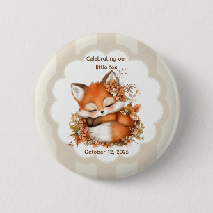 Cosy Autumn Fox Baby Shower Cosy Woodland Party 6 Cm Round Badge