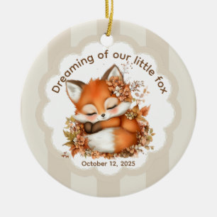 Cosy Autumn Fox Baby Shower Cosy Woodland Party Ceramic Tree Decoration