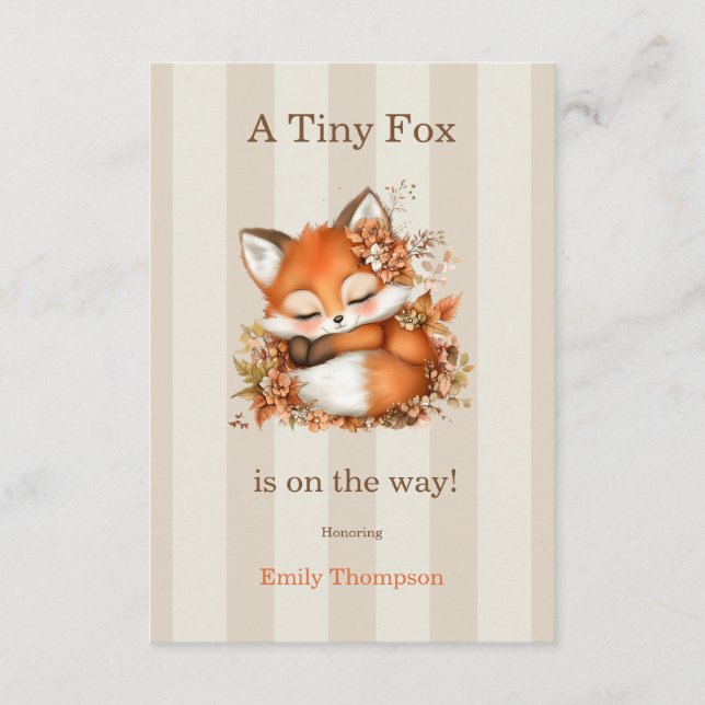 Cosy Autumn Fox Baby Shower Cosy Woodland Party Enclosure Card (Front)