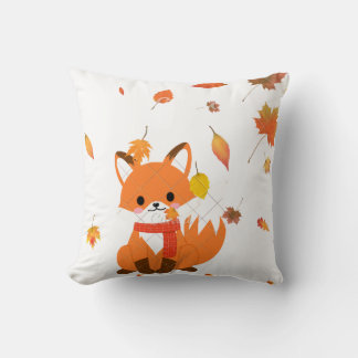 Cosy Autumn Fox Throw Pillow – "Wrapped in Autumn,