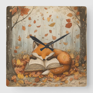 Cosy Autumn Fox Wall Clock