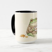 Cosy Autumn Frog Kawaii Pumpkin Spice Latte 