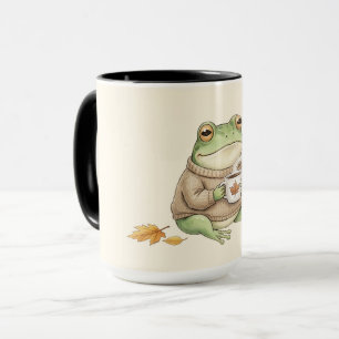 Cosy Autumn Frog Kawaii Pumpkin Spice Latte Mug