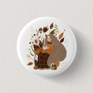 Cosy Autumn Girl 3 Cm Round Badge
